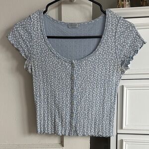 Brandy Melville Blue Floral Crop Top